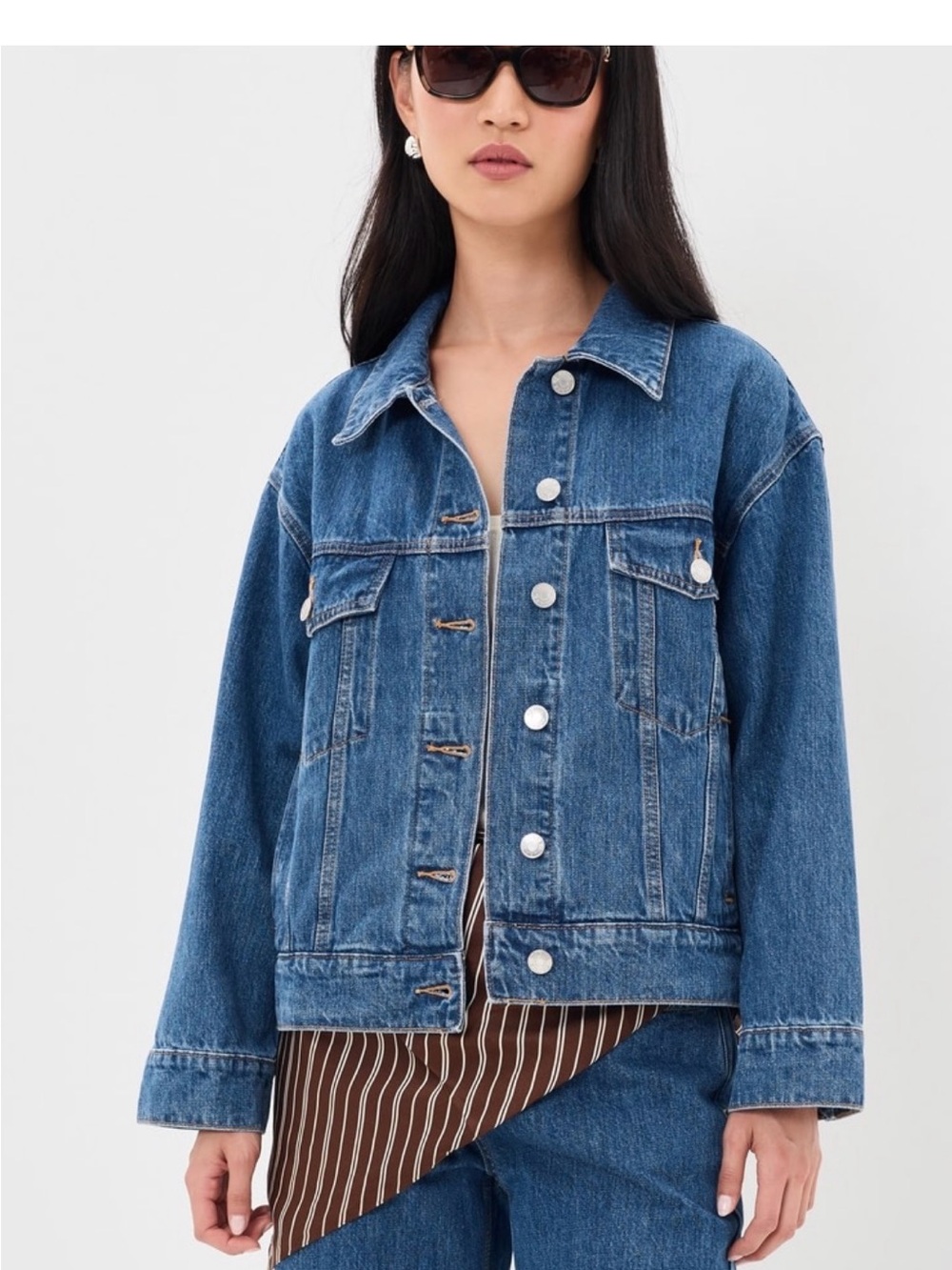PARKE Oversized Trucker Denim Jacket retail $230 size S/M
